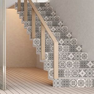 Stickers adhésifs escalier carrelages | Sticker Autocollant contremarche Carreaux de ciment – Stickers contremarche carrelages | Escalier carreaux de ciment adhésif - azulejos – 15 x 105 cm - 6 bandes