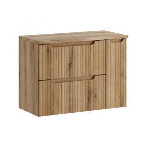 Furnidea - Ensemble meuble de salle de bain sous vasque 80 cm avec plan NOVA ch&ecirc;ne Coast Evoke