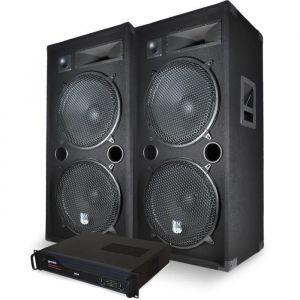 Bm sonic Enceintes Fêtes foraines Boomers 38cm - DJ CLUB LSC215 + Amplificateur Gemini 5000W + Câblages