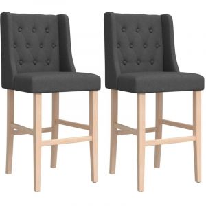 VidaXL Lot de 2 Chaises de Bar, Siège de Pub, Chaise de Bistrot, Meuble de Salle à Manger Cuisine Salon Maison Intérieur, Bois Massif d'Hévéa et Tissu