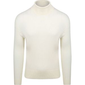 Suitable Pull Col Roul&eacute; Rib Merino Off White Blanc cass&eacute; Blanc taille M