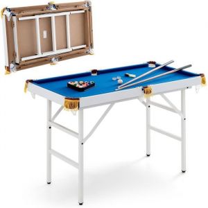 Table de Billard Pliable COSTWAY-2 Queues2 Craies16 BoulesTriangle et Brosse-Surface en Feutre 122 cm pour Appartements Bleu