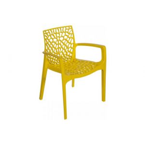 Declikdeco Chaise en polypropylène accoudoirs jardin cafè Grand Soleil GRUVYER ARM | Jaune