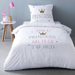 Parure de lit Enfant Sleepy Princess 100% coton 52 fils 2 pièces : 1 Housse de Couette 140x200 cm + 1 taie d'oreiller 65x65 cm