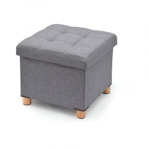 Pouf de rangement gris - 38x38x34 cm