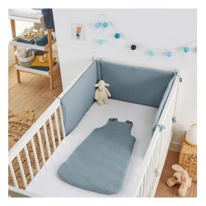 Tour de lit gaze de coton Bleu Couleur Bleu