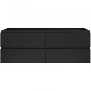 Badplaats - Meuble de salle de bain Angela 140cm - Noir Mat - Armoire de rangement Meuble - Noir