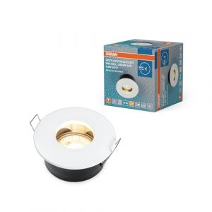 Osram Plafonnier encastrable avec GU10 LED 4.3W, blanc, IP65, pour salle de bain & intérieurs, accessoires montage inclus