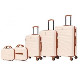 Celims France FRANCE - Set de Valise 5 Pièces | Valise Cabine + Valise Moyenne + Valise Grande Taille + 2x Vanity | ABS | Crème