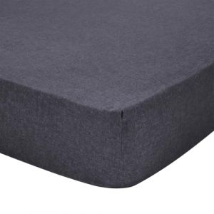 Essix Drap housse uni en flanelle de coton gris 200x200