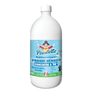 Paulette Vinaigre Ménager 14° Fleurs de pomme - Nettoyant Multi-Surfaces Ecocert - Fabriqué en France - 1 L