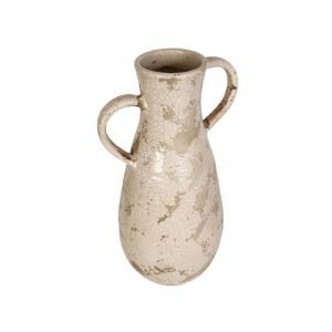Romimex Vase Blanc en céramique 25 x 51 x 16 cm avec poignées