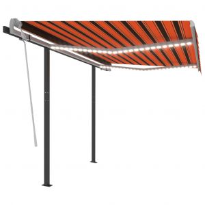 VidaXL Auvent Manuel R&iquest;&iquest;Tractable Avec Led 3x2,5 M Orange Et Marron