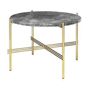 Image de Gubi Table basse ronde structure laiton TS Ø 55 x 41 cm (Gris Emperador - Marbre et métal)