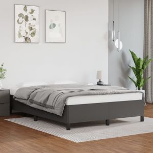 VidaXL Cadre de lit Gris 140x190 cm Similicuir