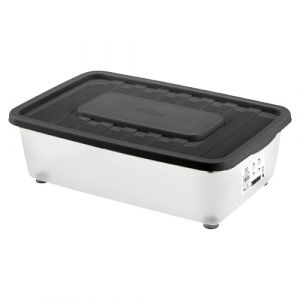 Image de Urban living Bac Dessous de Lit Plastique 25 Litres &agrave; Roulettes Boite de Rangement Avec Couvercle - L.56 x l.37 x H.18 cm