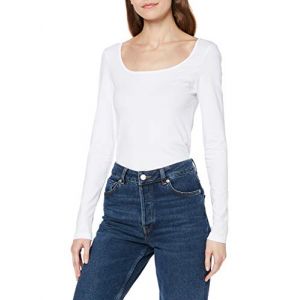 Vero Moda Vmmaxi My Ls Soft Short U-Neck GA T-Shirt À Manches Longues, Blanc (Bright White Bright White), Large Femme