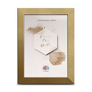AFFa frames, Hekla, Cadre photo en MDF rectangulaire facile d'entretien avec fa&ccedil;ade en verre acrylique, Dor&eacute; 10x15 cm