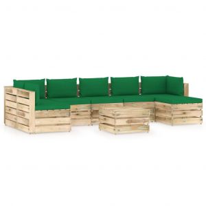 VidaXL Salon de jardin 8 pcs avec coussins Bois impr?gn? de vert