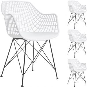 Idimex Lot de 4 chaises ALICANTE, en plastique blanc