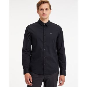 Calvin Klein Chemise slim en popeline à manches longues Noir - Taille XL
