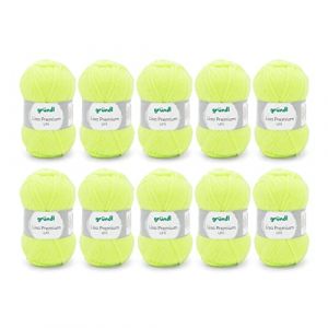 Gr&uuml;ndl Laine Lisa Premium uni - Fil pour tricoter - Fil &agrave; tricoter - Fil &agrave; crocheter - Doux et agr&eacute;able pour la peau - 100% polyacrylique 10 pelotes 50 g / 133 m - Taille d&rsquo;aiguille 3,5-4,5 - Jaune