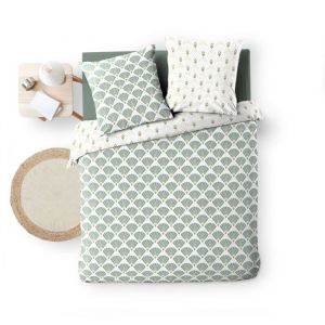 Housse de couette 240 x 220 cm + 2 taies &ndash; Microfibre imprim&eacute;e DIANE &ndash; R&eacute;versible