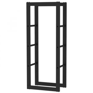 Range-Bûches d'Intérieur Kekai Rack i 40x25x100 cm Rangement à Bois avec Structure en Acier Galvanisé, Couleur Noir