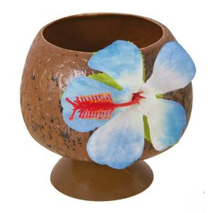Ruedelafete Gobelet noix de coco en plastique avec fleur sur Pied
