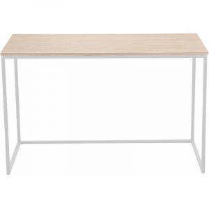 Pegane Table de bureau coloris chêne nordique - pieds blanc - Longueur 120 x largeur 60 x Hauteur 75 cm