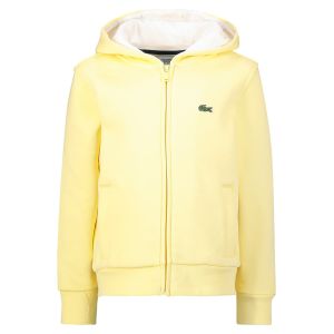 Lacoste Sweatshirt zippé Enfant Tennis Sport en molleton uni Taille 10 ans Jaune/blanc