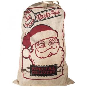 Ptit Clown Sac hotte du père Noël pour cadeaux 83cm (x1) REF/12976 Toile de jute