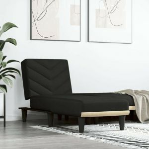 Mercatoxl vidaXL Chaise longue noir tissu