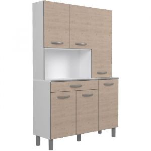 OSLO Buffet de 120 cm - 1 Tiroir et 6 Portes - L 120 x P 40 x H 185 cm - Coloris Chêne