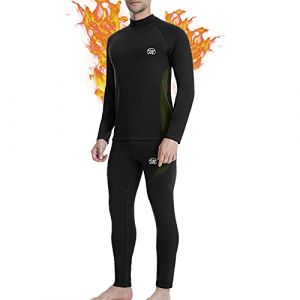 MEETWEE Ensemble de sous-Vêtement Thermique Homme,Quick Dry Haut Maillot de Corps & Pantalon Bas pour Chasse Ski Running,XL,U5-Noir