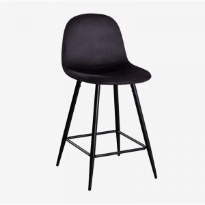 Pack de 2 tabourets hauts en velours Glamm SKLUM Noir ↑65 cm Noir