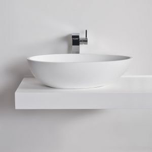 COCOON 60 - Vasque à poser en Solid Surface Blanc Mat 60 x 35 x 16(h) cm