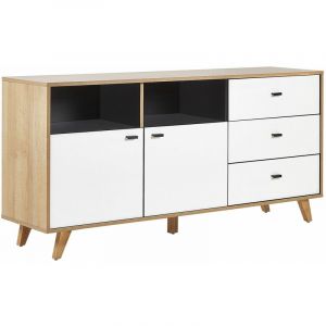 Beliani Commode effet bois clair / blanc 3 tiroirs ILION