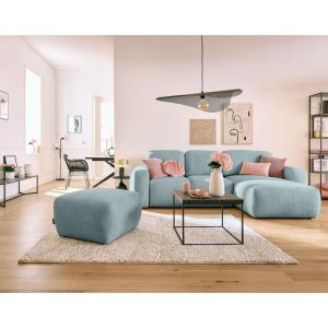 Image de Sorrente - canapé d'angle réversible - convertible avec coffre - 4 places - en tissu texturé - Bleu