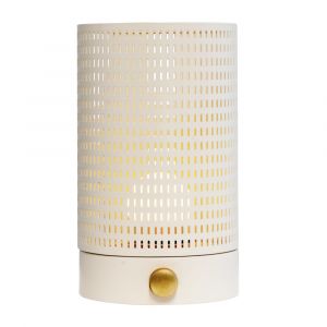 Dyberg Larsen Lampe à poser LED rechargeable Mesh, blanc, hauteur 20 cm