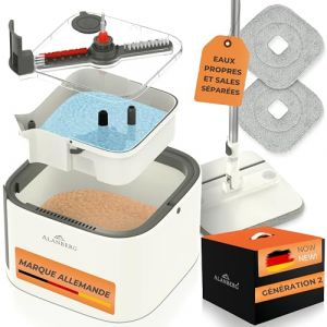 Serpilli&egrave;re ALANBERG Gen 2 avec Seau Essoreur 360&deg; et 2 Tampons Microfibre