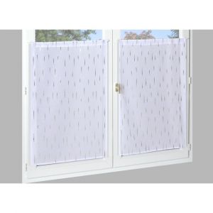 Image de Paire de vitrages &eacute;tamine impression m&eacute;tal 60x120cms coloris blanc