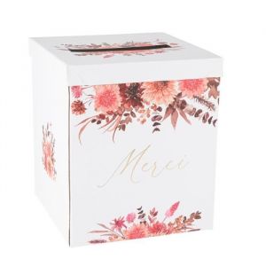 Urne carton merci temps amour floral 21x25cm - g&eacute;n&eacute;rique 94742