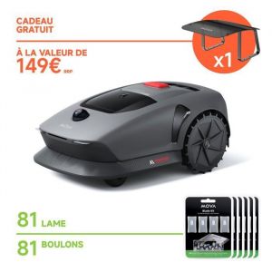 Dreame MOVA 600 Kit avec 81 Lames Robot Tondeuse Installation sans Fil, cartographie 3D-LiDAR jusqu'à 600 m², évitement Intelligent des Obstacles. Contrôle Via App, Coupe en U, alertes de sécurité.