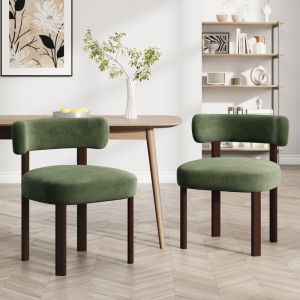 COLAMY Chaise - Lot 2 Chaises de salle à manger en bois massif – design épuré et chaleureux - vert