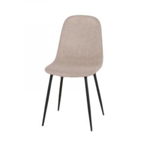 Chaise velours c&ocirc;tel&eacute; beige pieds m&eacute;tal noir - Beige