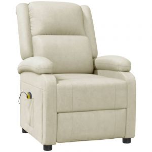 VidaXL Fauteuil De Massage Cr&egrave;me Similicuir