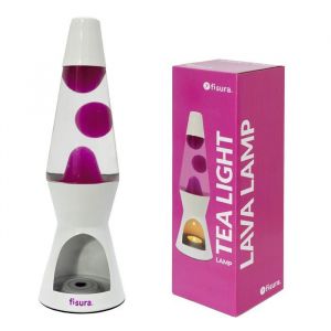 Fisura Lampe &agrave; lave &ndash; Lampe &agrave; lave avec bougie sans &eacute;lectricit&eacute;. Rose et blanche. Cadeau original. 29 x 8,5 (Bougie non incluse)