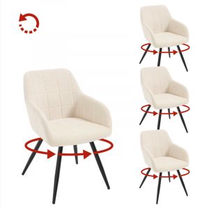 Woltu - Lot de 4 Chaises Pivotante Salle &agrave; Manger Fauteuil Salle &agrave; Manger en Velours, Pieds en M&eacute;tal, Beige