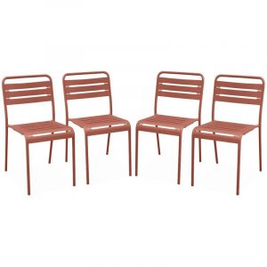 Alice's Garden Lot de 4 chaises de jardin acier. 4 places. terracotta. Amelia. L44 x P52 x H79cm